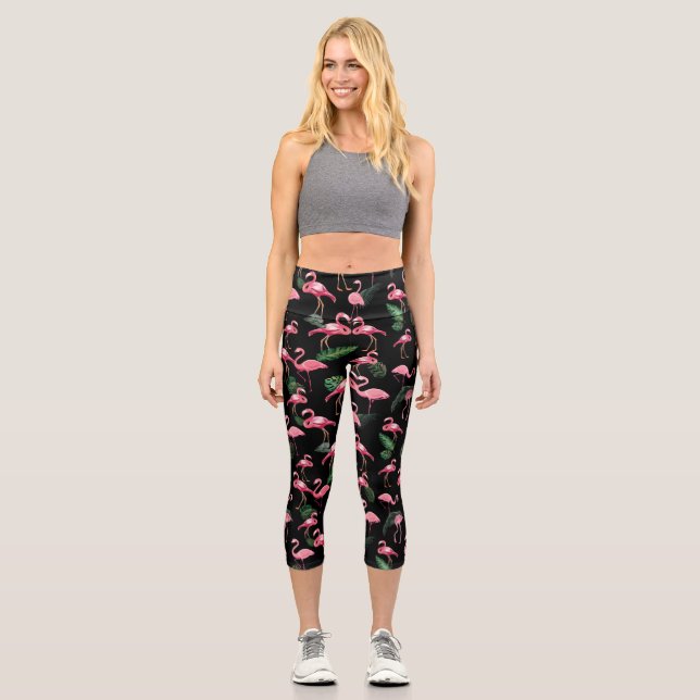 Flamingos Love Pattern 4 Capri Leggings (Front)