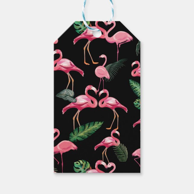 Flamingos Love Pattern 4 Gift Tags (Front)