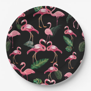 Flamingos Love Pattern 4 Paper Plate