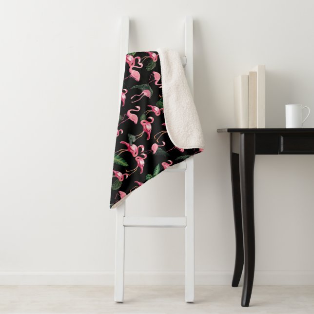 Flamingos Love Pattern 4 Sherpa Blanket (In Situ)