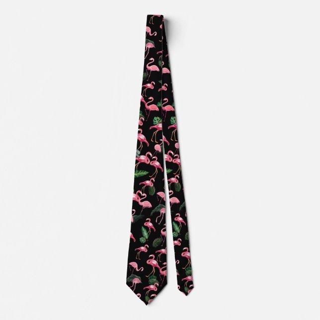 Flamingos Love Pattern 4 Tie (Front)