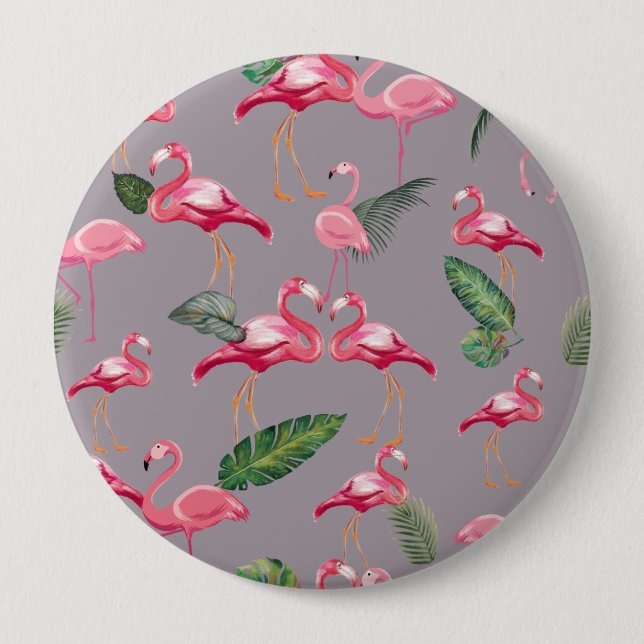 Flamingos Love Pattern 6 10 Cm Round Badge (Front)