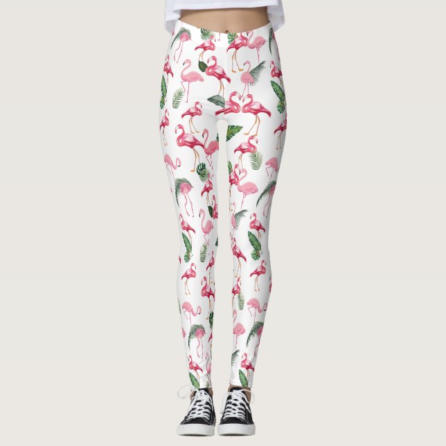 Flamingos Love Pattern Leggings (Front)