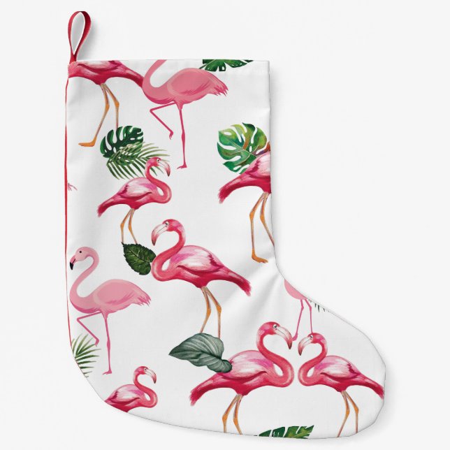 Flamingos Love Pattern Small Christmas Stocking (Front)