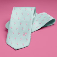 Flamingos Monogrammed Light Blue