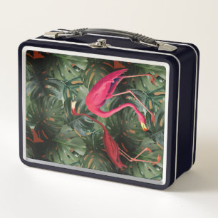 Flamingos & Monstera Metal Lunch Box
