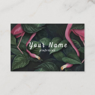 Flamingos on a leafy background business card