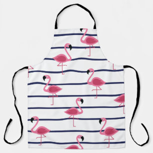 Flamingos on a Navy Stripe Apron
