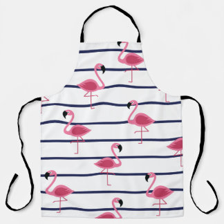 Flamingos on a Navy Stripe Apron