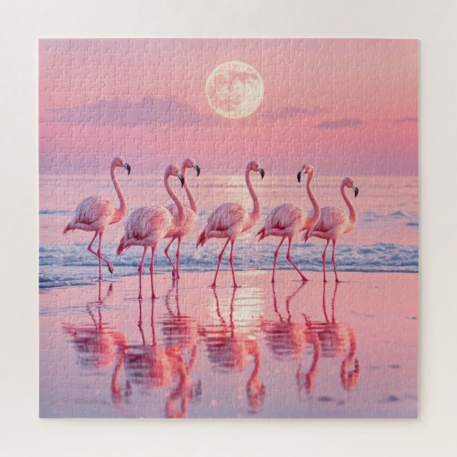 Flamingos On a Pink Beach Jigsaw Puzzle (Vertical)