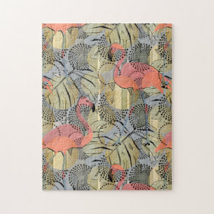 Flamingos on an abstract background. jigsaw puzzle