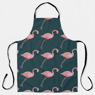 Flamingos on blue, vintage seamless pattern. apron