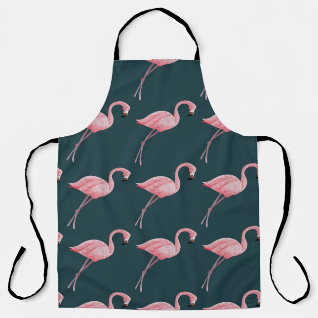 Flamingos on blue, vintage seamless pattern. apron (Front)