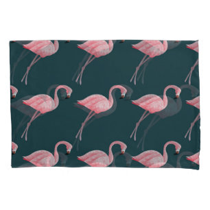 Flamingos on blue, vintage seamless pattern. pillowcase