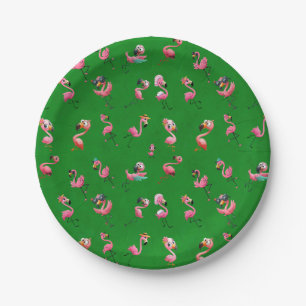 Flamingos Paper Plate
