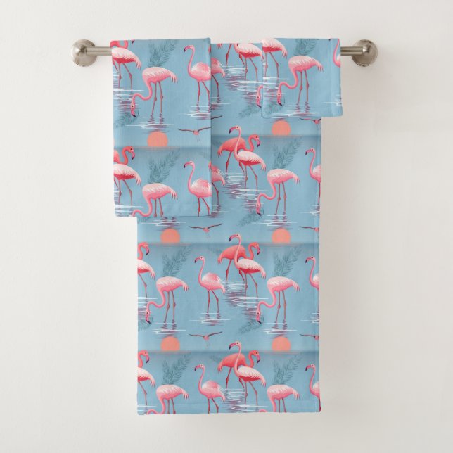 Flamingos Pattern 1 Bath Towel Set (Insitu)
