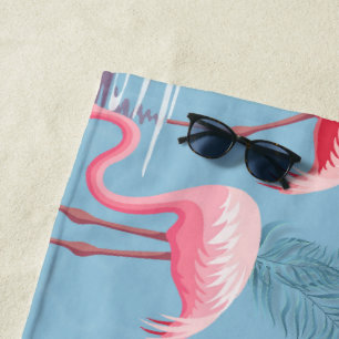 Flamingos Pattern 1 Beach Towel