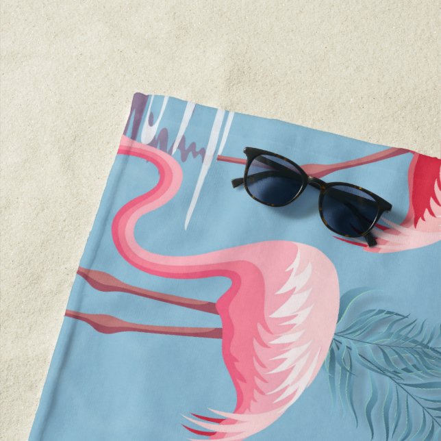 Flamingos Pattern 1 Beach Towel (In Situ)