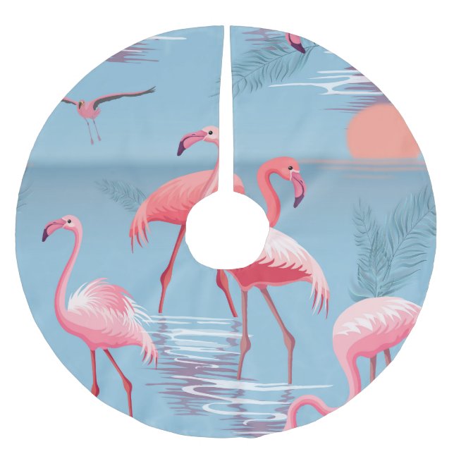 Flamingos Pattern 1 Brushed Polyester Tree Skirt (Front)