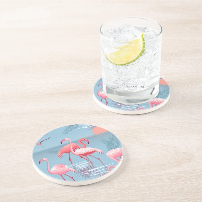 Flamingos Pattern 1 Coaster (Side)