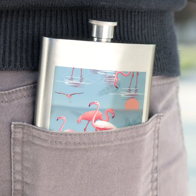 Flamingos Pattern 1 Hip Flask (In Situ)