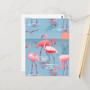 Flamingos Pattern 1 Postcard
