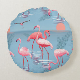 Flamingos Pattern 1 Round Cushion