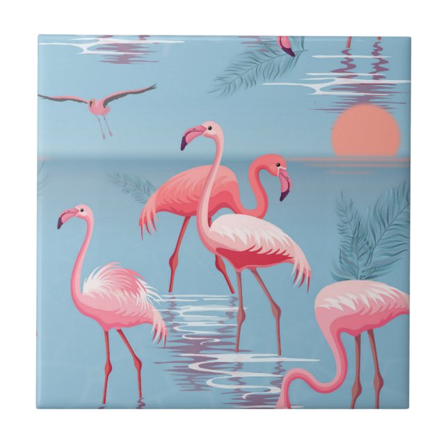 Flamingos Pattern 1 Tile (Front)