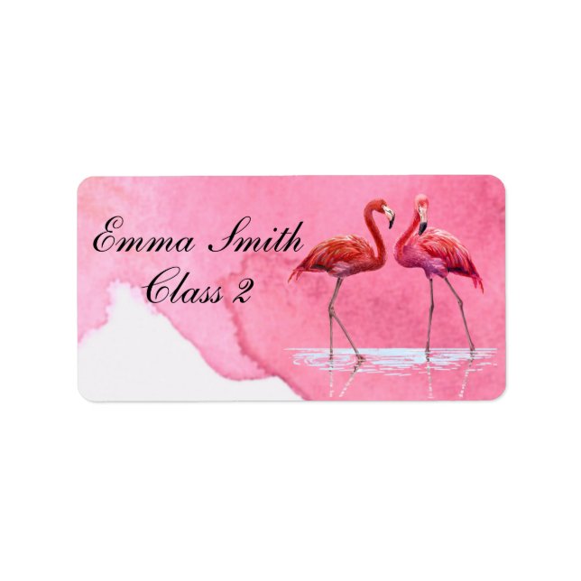 Flamingos Personalized School Label (Front)