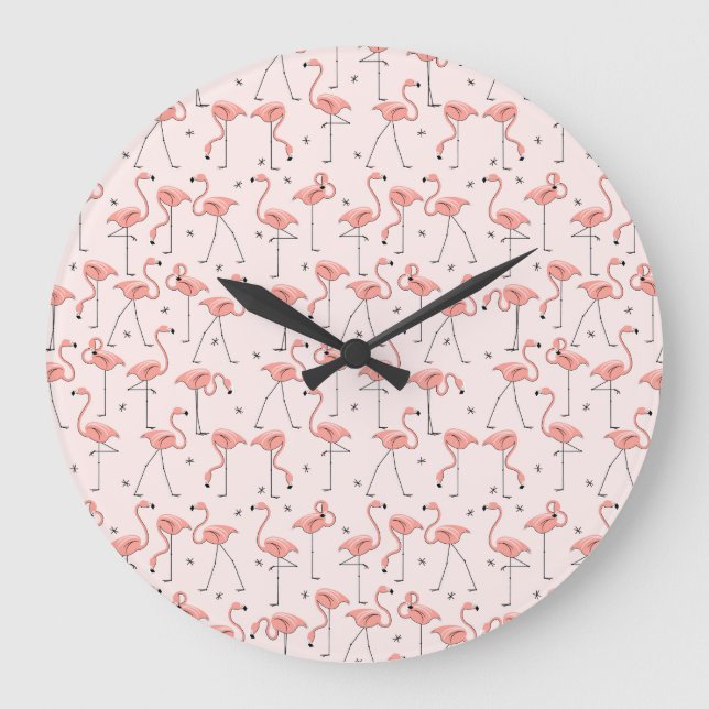 Flamingos Pink clock round (Front)