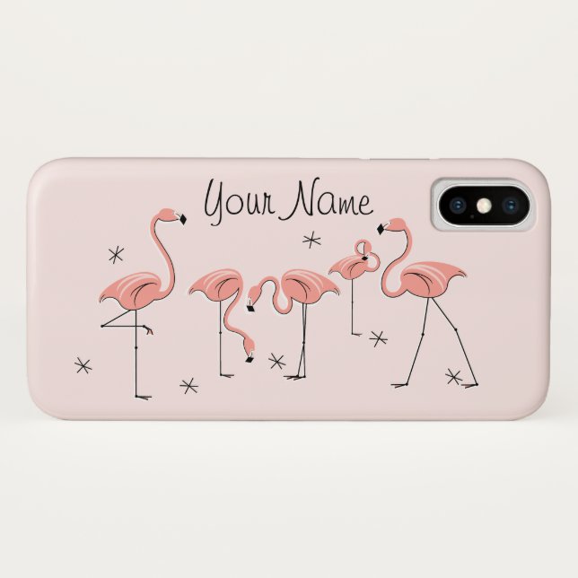 Flamingos Pink Group 'Name' iPhone case (Back (Horizontal))