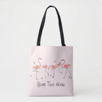 Flamingos Pink Group Text all over tote