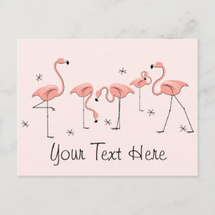 Flamingos Pink group text postcard
