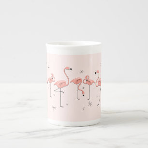Flamingos Pink Line bone china mug
