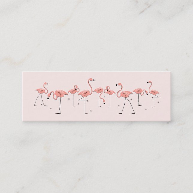 Flamingos Pink Line business card side text skinny (Front)