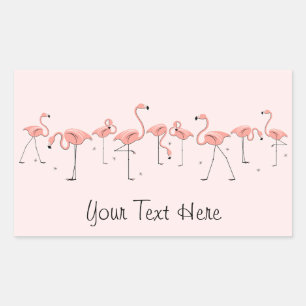 Flamingos Pink Line sticker rectangle