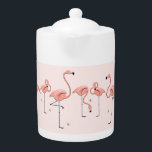 Flamingos Pink Line teapot<br><div class="desc">Mid-century inspired design with a retro touch featuring pink flamingos and stars on a pale pink background. A customisable design for you to personalise with your own text,  images and ideas. An original digital art image created by Jess Perry at QuirkyChic Retro.</div>