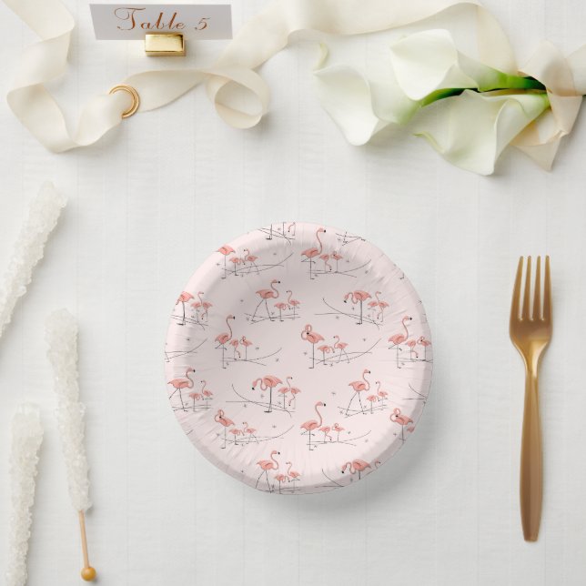 Flamingos Pink Multi  Paper Plate (Wedding)
