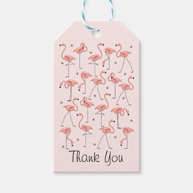 Flamingos Pink Thank You gift tags (Front)