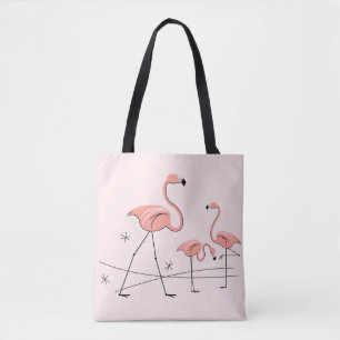 Flamingos Pink Trio 2 all over tote