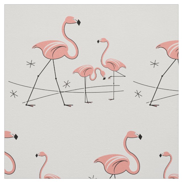 Flamingos Pink Trio 2 large pattern Fabric (Swatch)