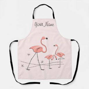 Flamingos Pink Trio 2 Name apron