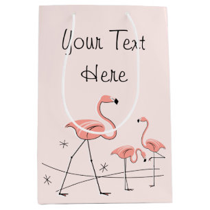 Flamingos Pink Trio 2 Text gift bag medium