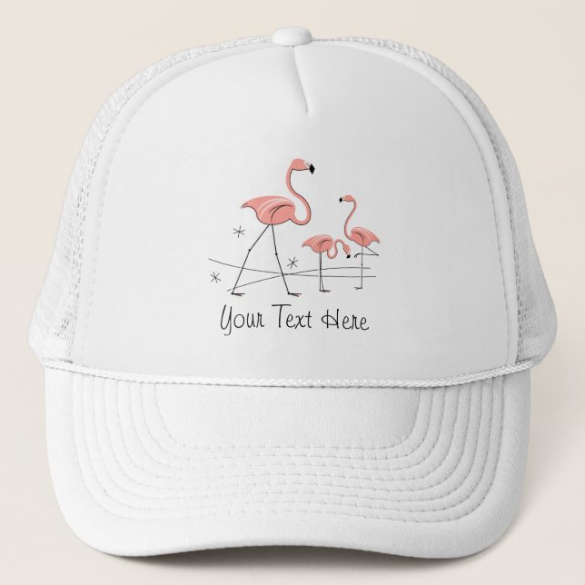 Flamingos Pink Trio 2 'Text' group trucker hat (Front)