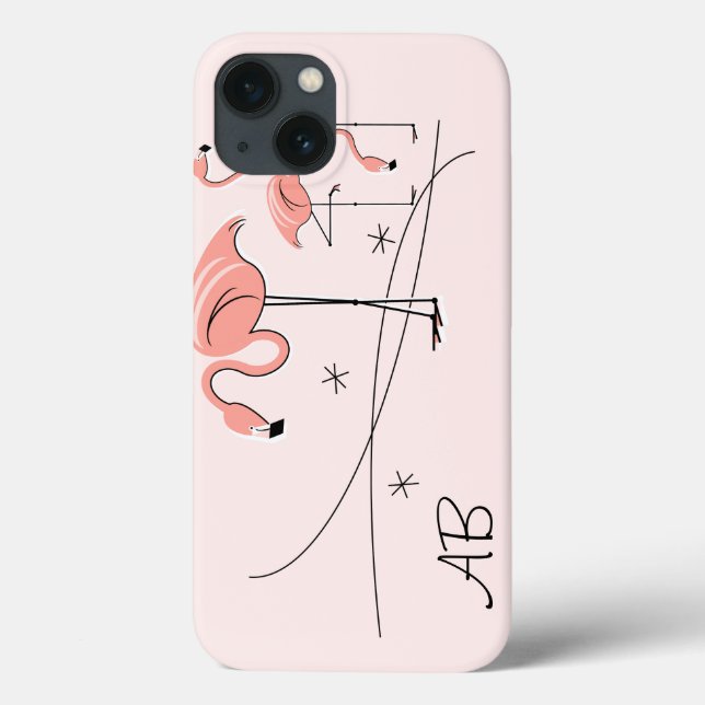 Flamingos Pink Trio 3 'Monogram' iPad Mini case (Back)