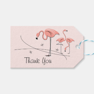Flamingos Pink Trio 3 Thank You horizontal Gift Tags
