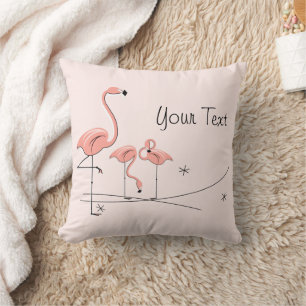 Flamingos Pink Trio 4 'Your Text' square Cushion