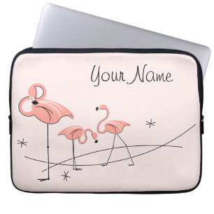 Flamingos Pink Trio Name laptop sleeve