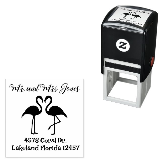 Flamingos Return Address  Self-inking Stamp (In Situ)