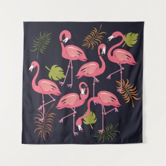 Flamingos set, tropical bird vintage. tapestry
